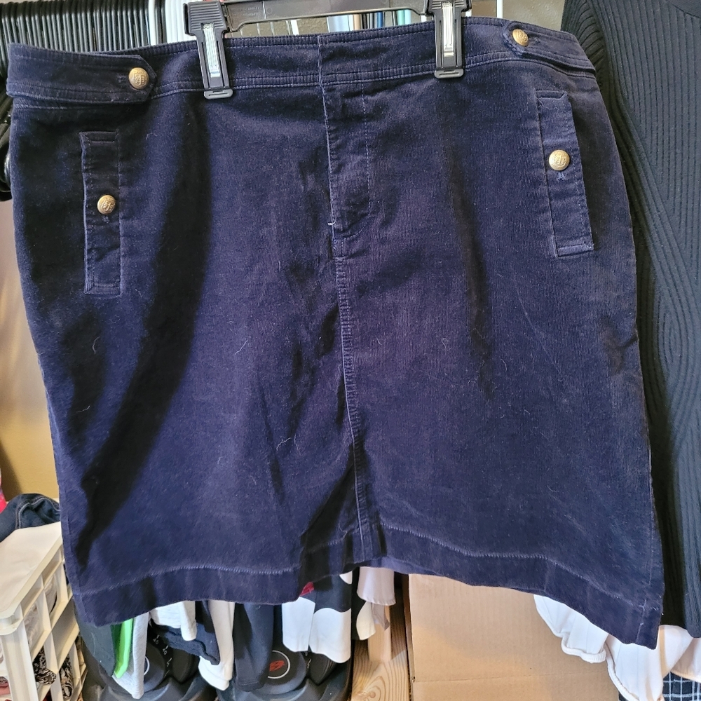 Talbots women's corduroy navy blue skirt